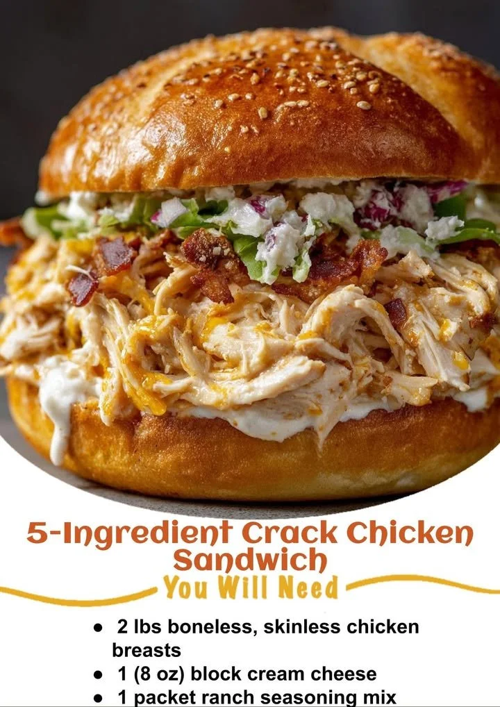 5-Ingredient Crack Chicken Sandwich on a plate with toppings