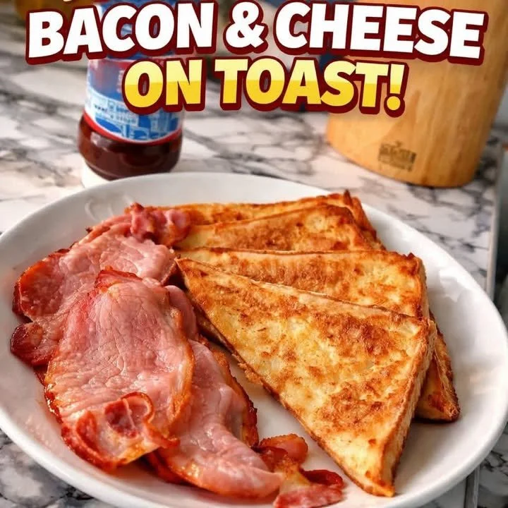 Delicious Bacon & Eggy Bread served with crispy bacon and fluffy eggy textures.