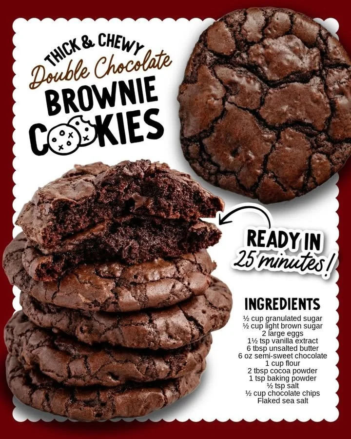 Delicious brownie cookies stacked on a plate, a perfect blend of brownie and cookie textures.
