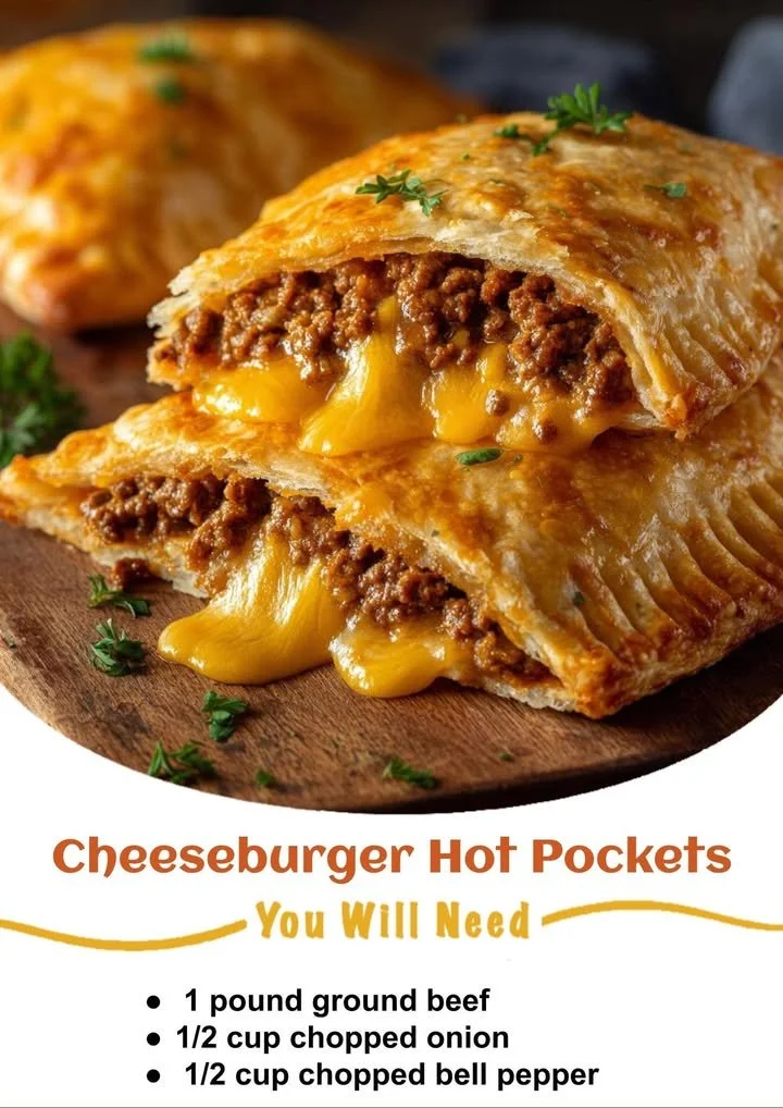 Delicious cheeseburger hot pockets ready to be enjoyed.