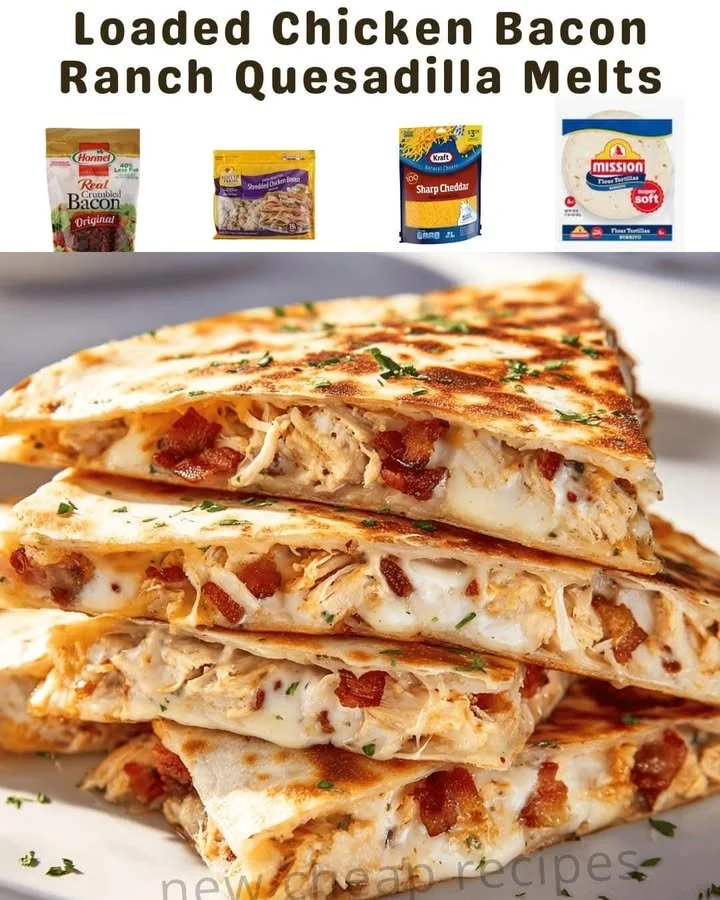 Delicious Chicken Bacon Ranch Quesadillas on a plate