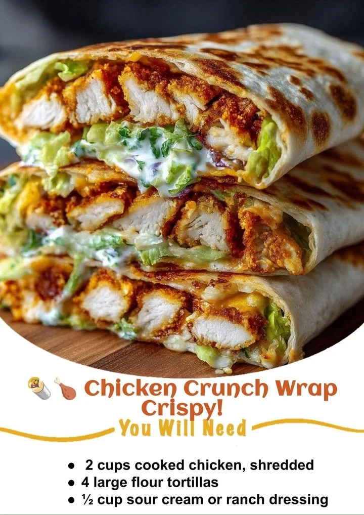 Delicious Chicken Crunch Wrap filled with crispy chicken and fresh veggies