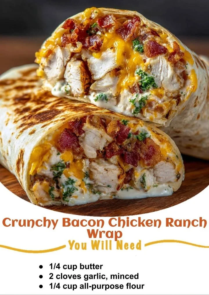 Crunchy Bacon Chicken Ranch Wrap with crispy bacon and chicken