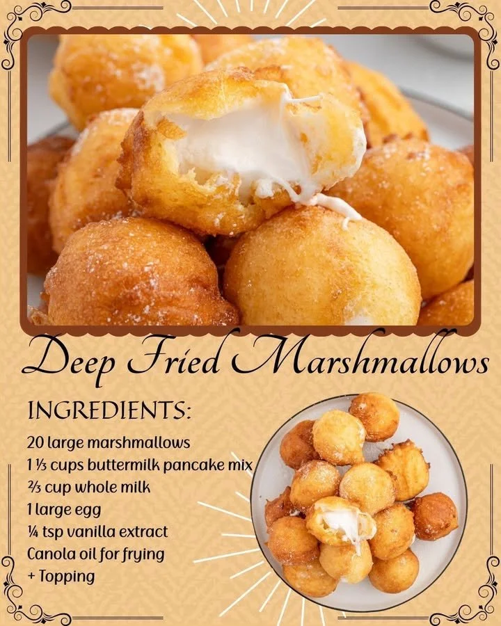 Delicious deep fried marshmallows served with chocolate sauce.