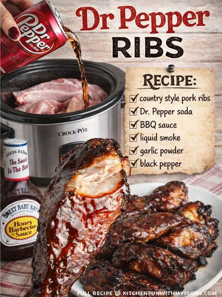 Tender Dr. Pepper slow cooker ribs ready to serve