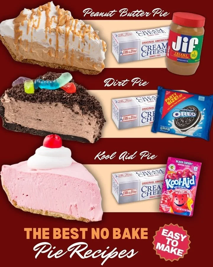 Delicious easy no bake pie topped with fresh fruit and whipped cream