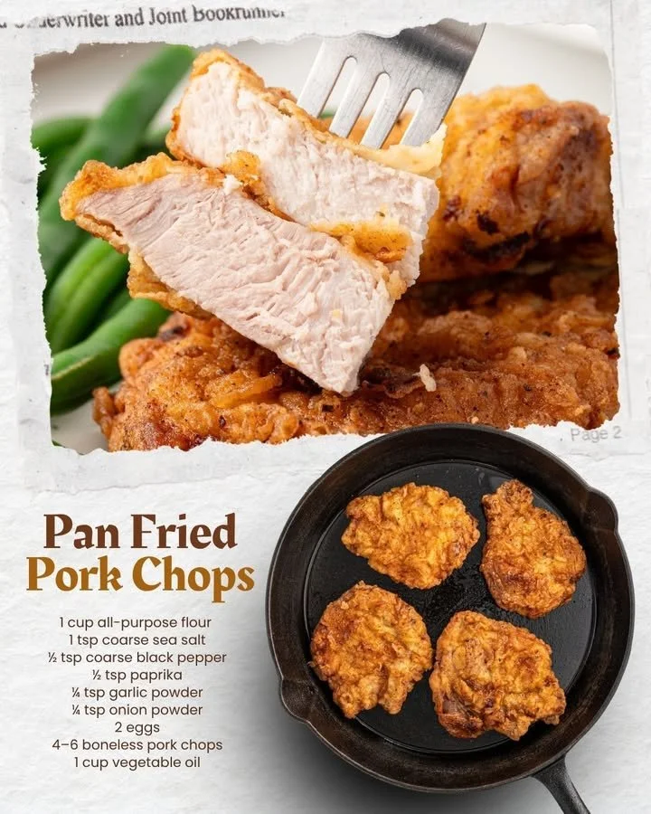 Crispy fried pork chops served with sides