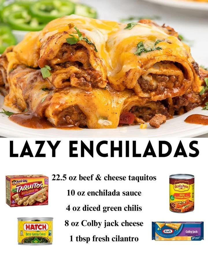 Delicious Lazy Enchiladas served with fresh toppings