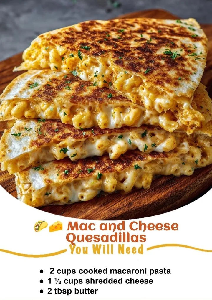 Delicious Mac and Cheese Quesadillas served on a plate