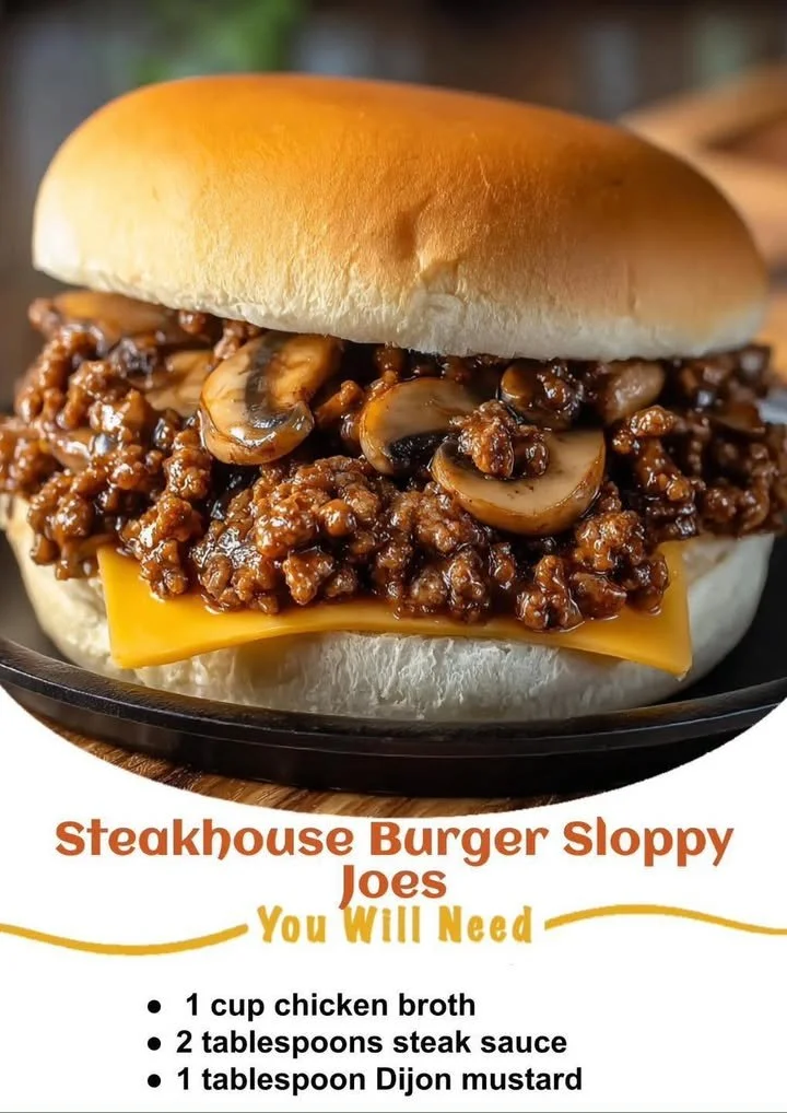 Delicious Steakhouse Burger Sloppy Joes served with fresh toppings